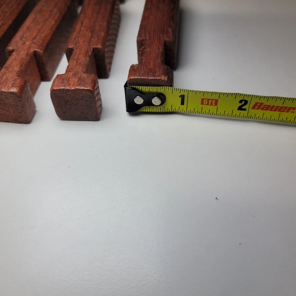 Vintage Square Building Blocks Dark Wood Interlocking Set of 8 Architectural Toy